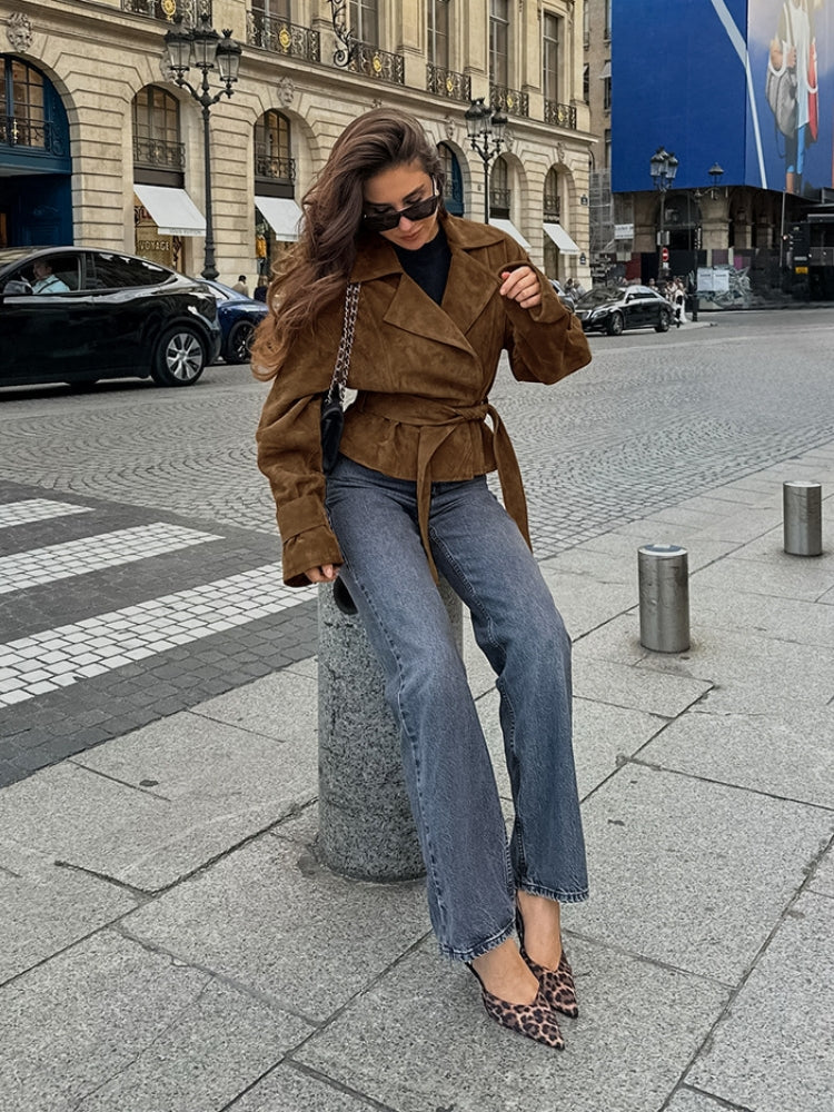 Kayışlı Süet Ceket