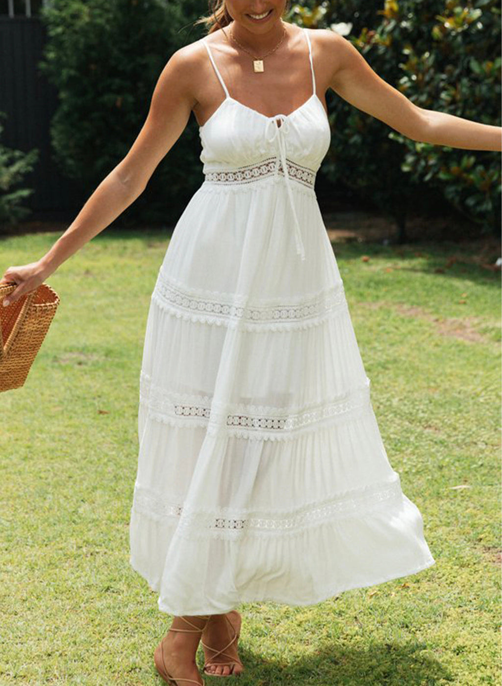 Dantel Detaylı Askılı Elbise - Riosso