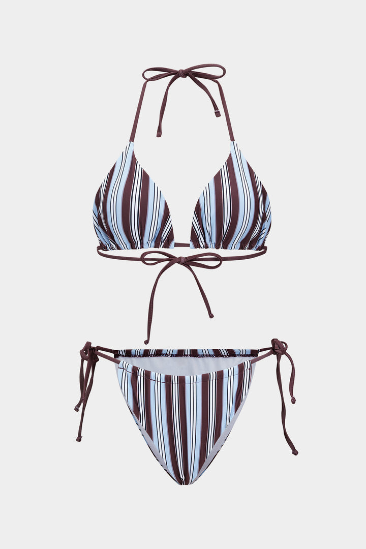 Terra Çizgili Halter Bikini Takımı