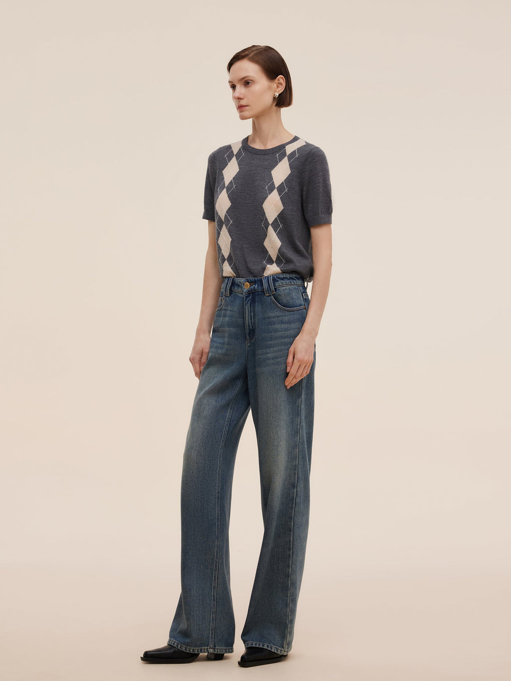 Yün  Desenli Kadın Triko Üst