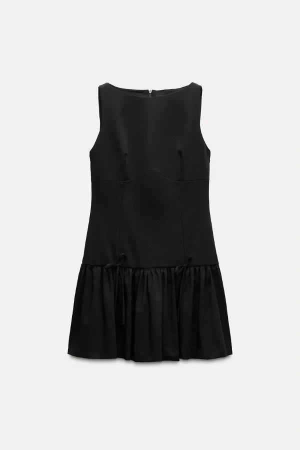 Florence Fiyonklu Fırfırlı Mini Elbise