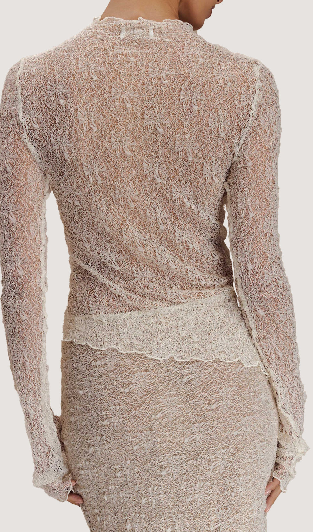 Transparan Dantel Etek Üst Takım