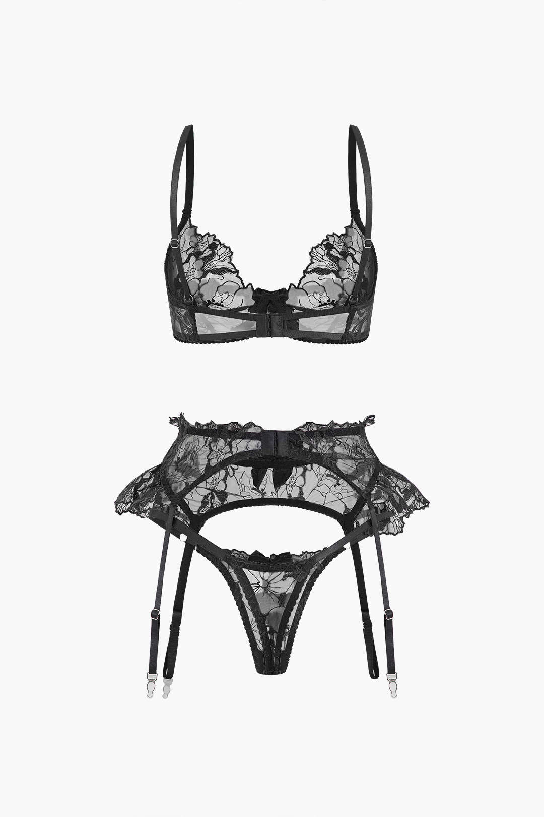 Dantel Nakışlı Volan Detaylı Jartiyer Takımı