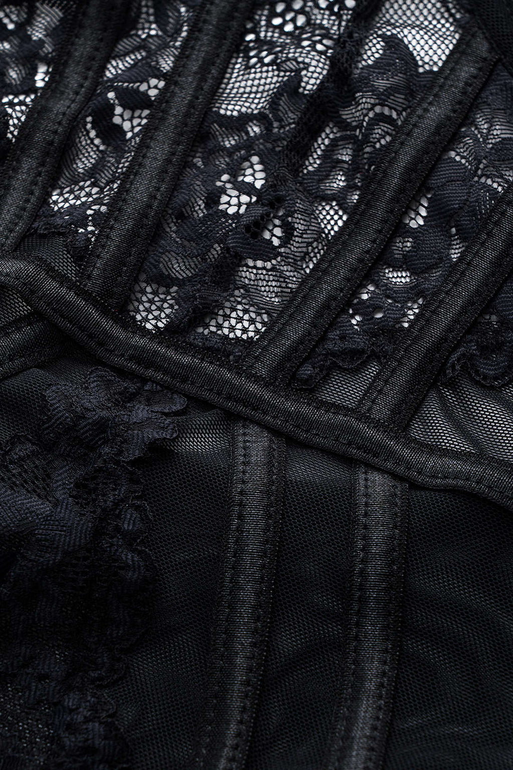 Tül ve Dantelli Büstiyer Korse Bodysuit