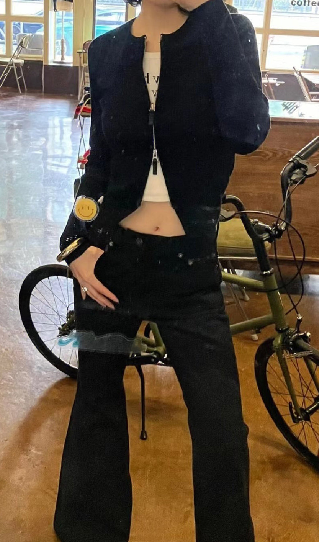 Fermuarlı Nervürlü Örgü Hırka Üst