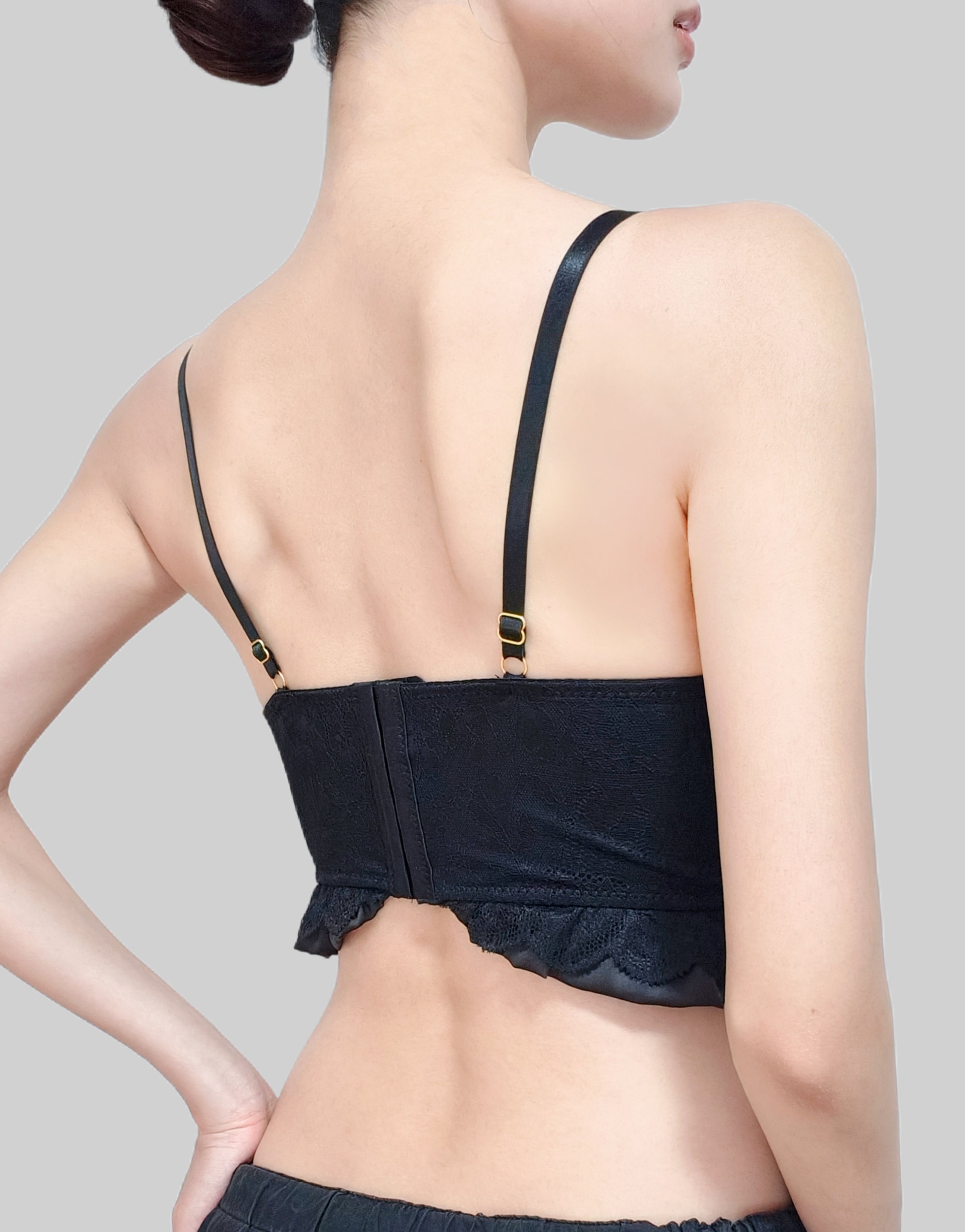 Fransız Kort Stili Saten Korse Bra