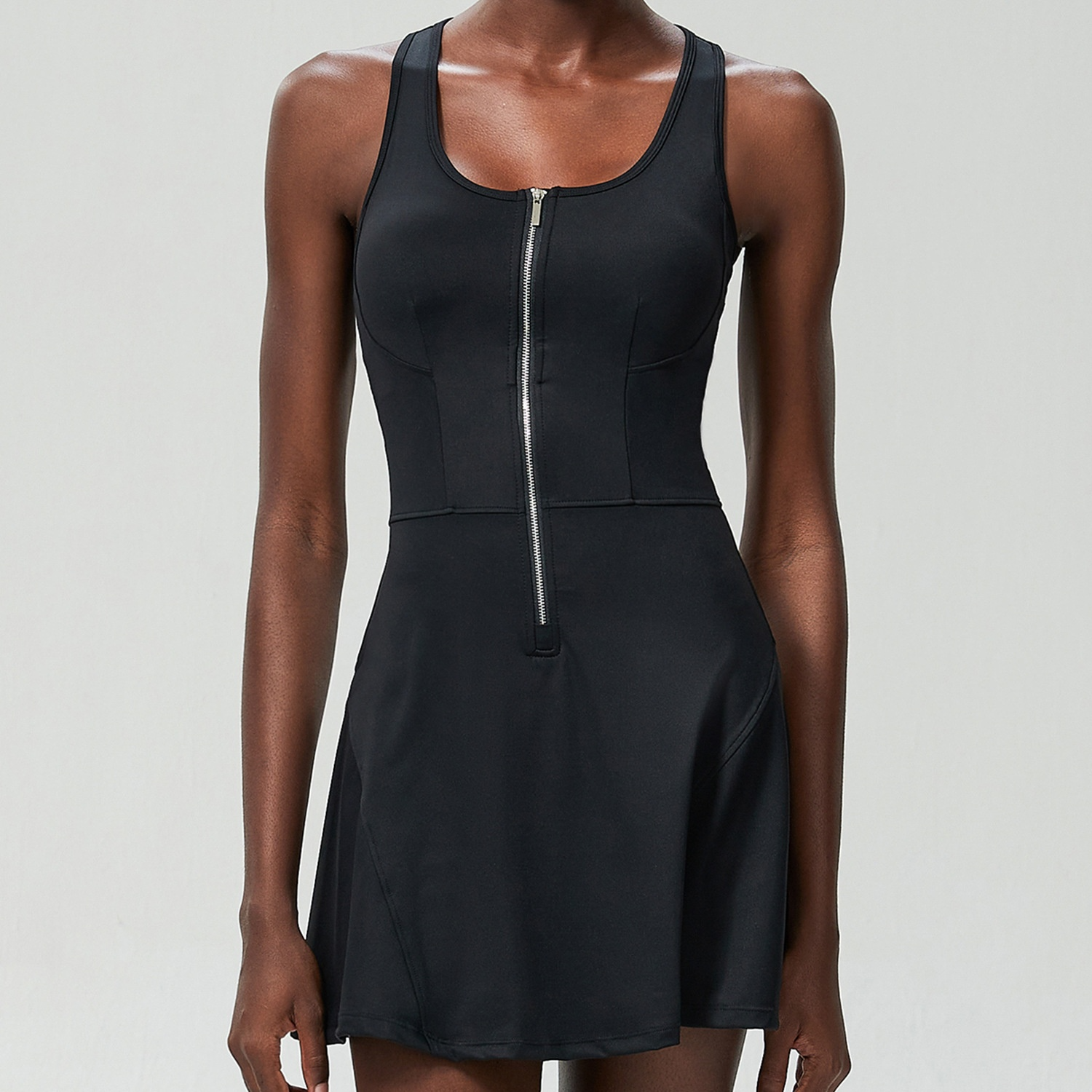 Ön Fermuarlı Atletik Tank Elbise