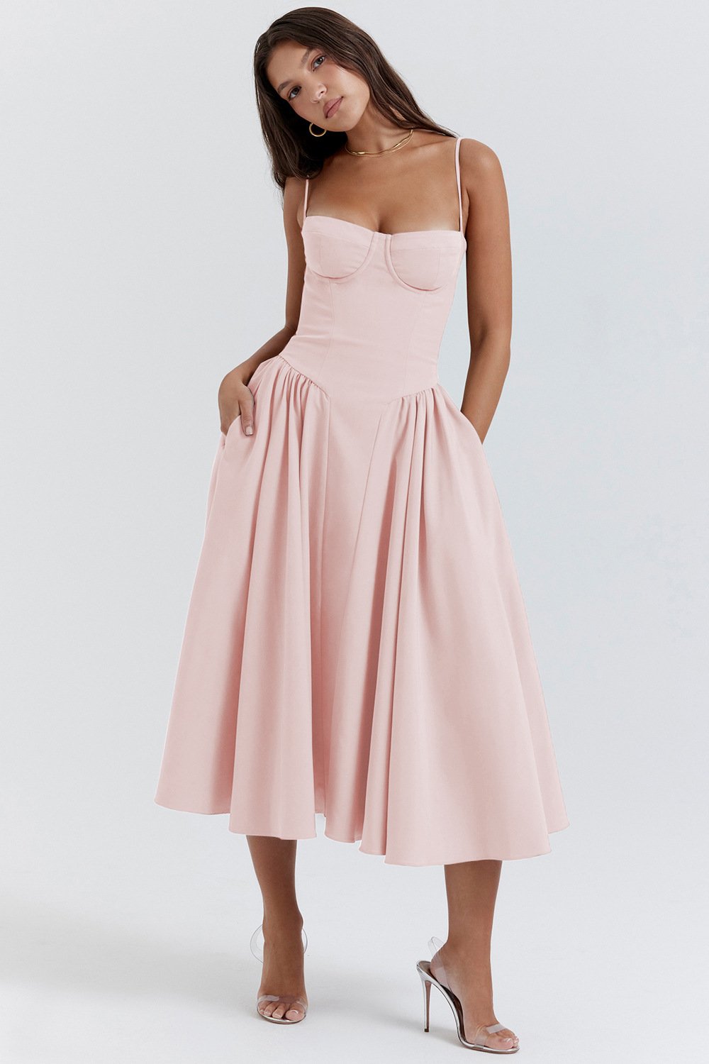 Korse Fit Midi Elbise - Riosso