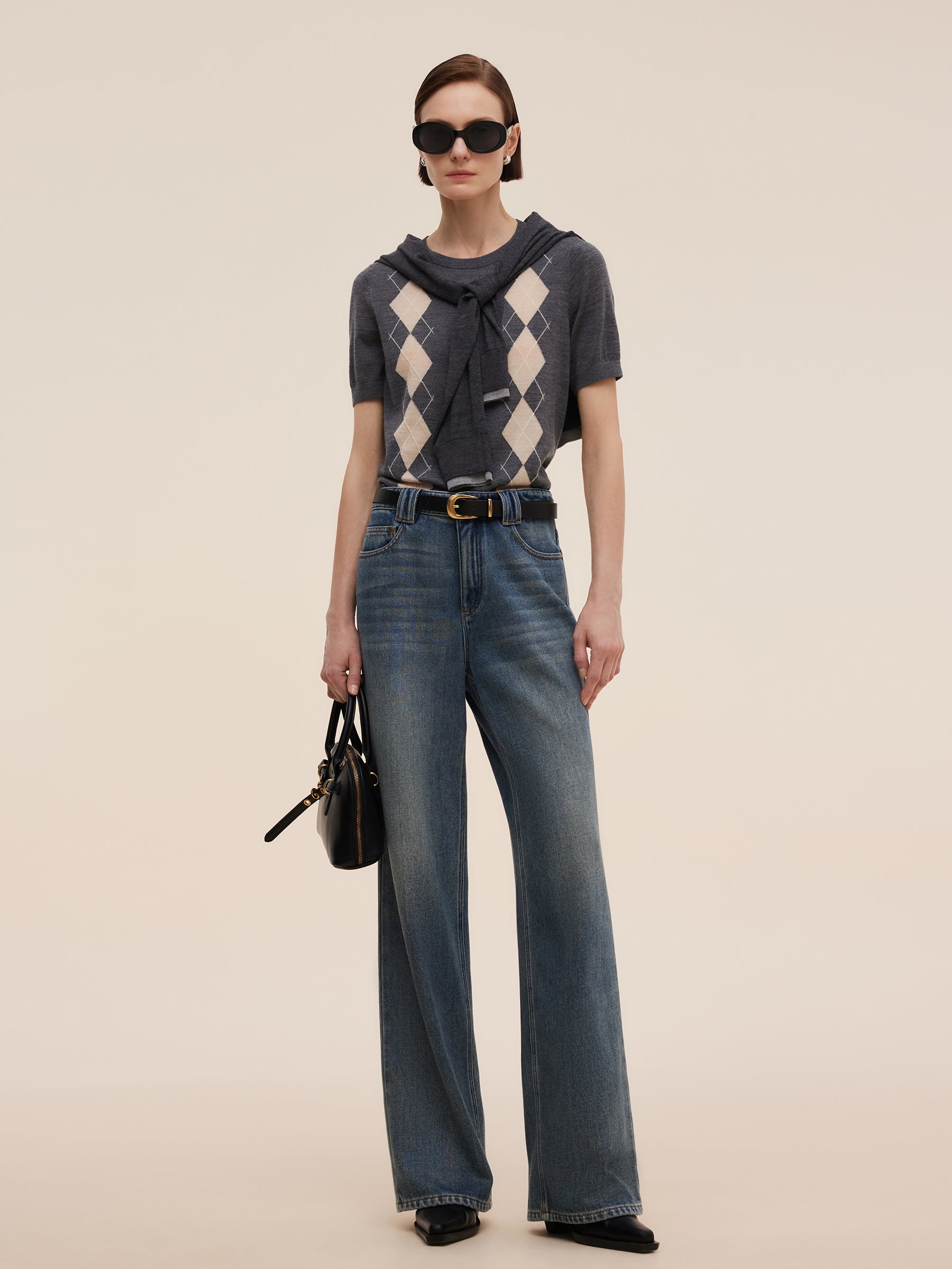 Yün  Desenli Kadın Triko Üst