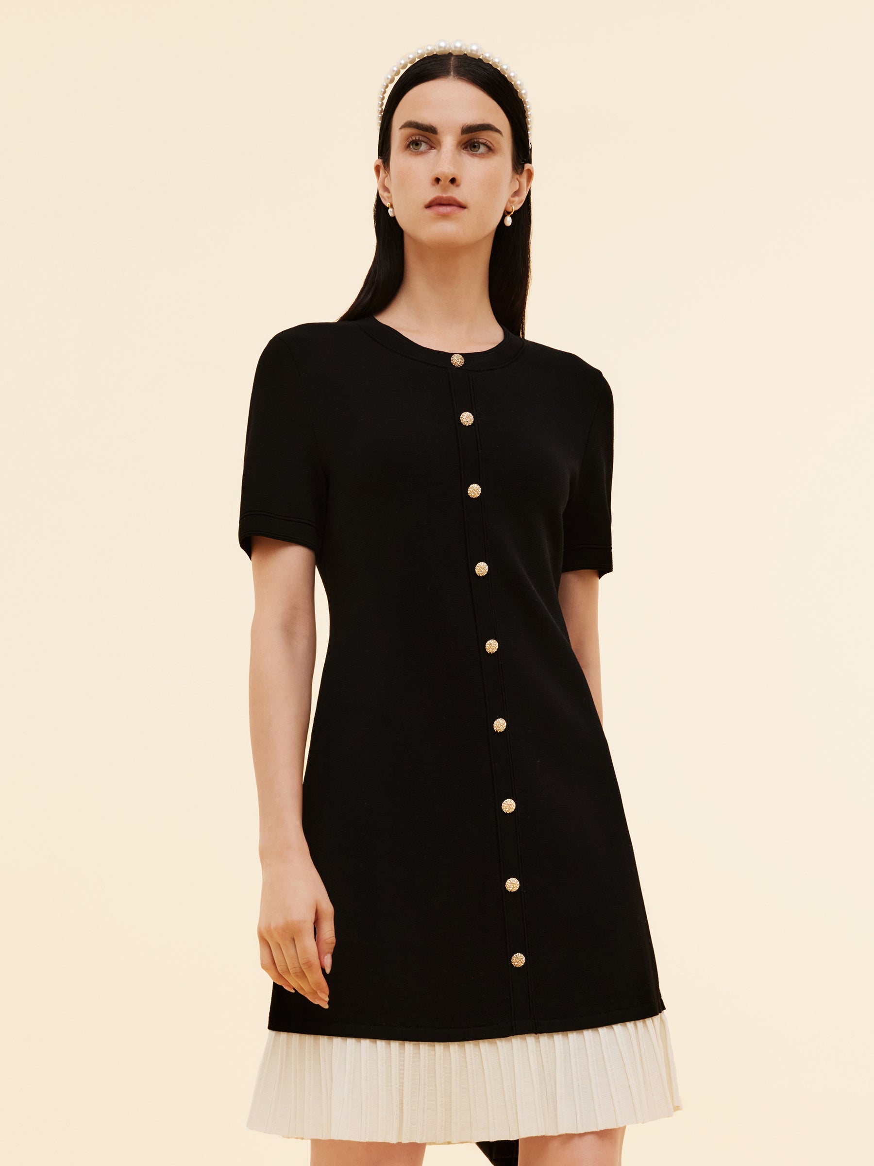 Bloklu Kadın Triko Mini Elbise