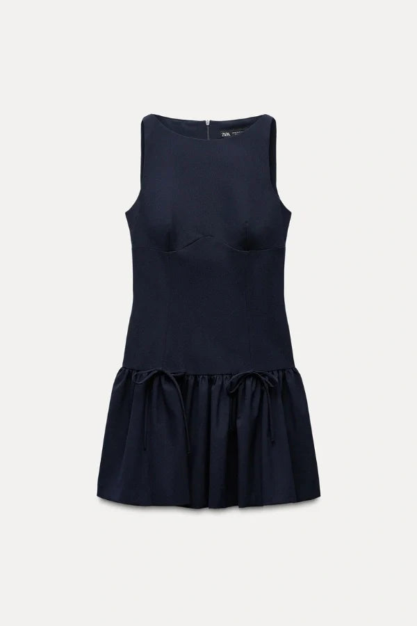 Florence Fiyonklu Fırfırlı Mini Elbise