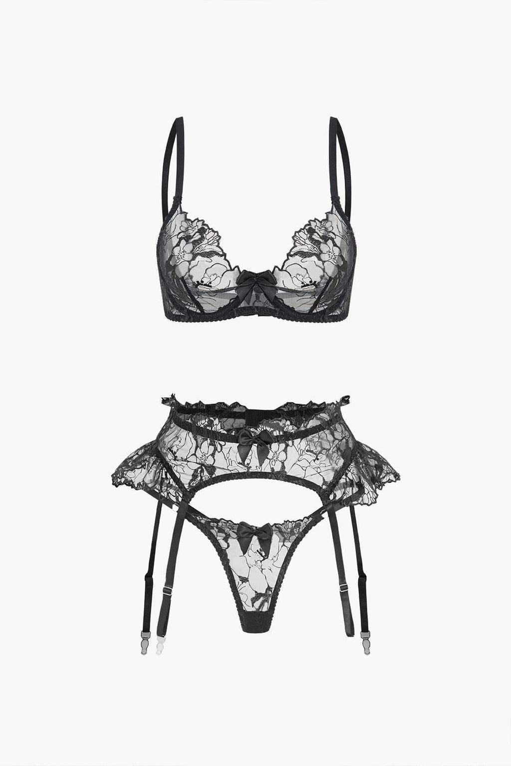 Dantel Nakışlı Volan Detaylı Jartiyer Takımı