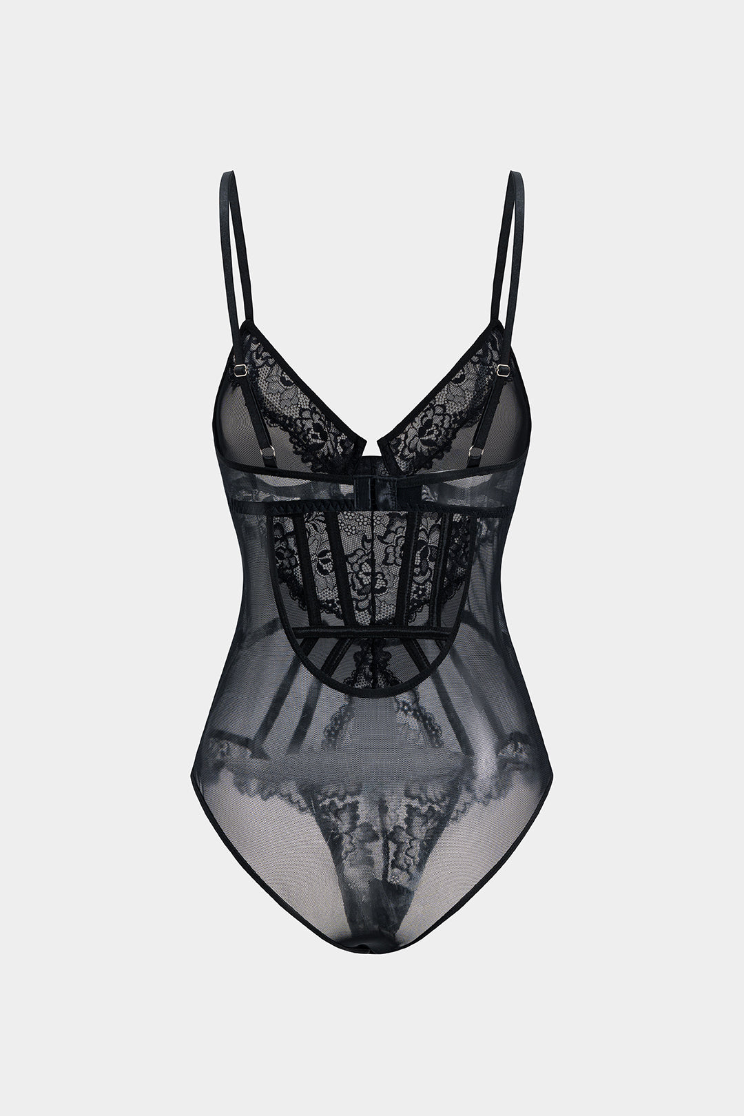 Tül ve Dantelli Büstiyer Korse Bodysuit