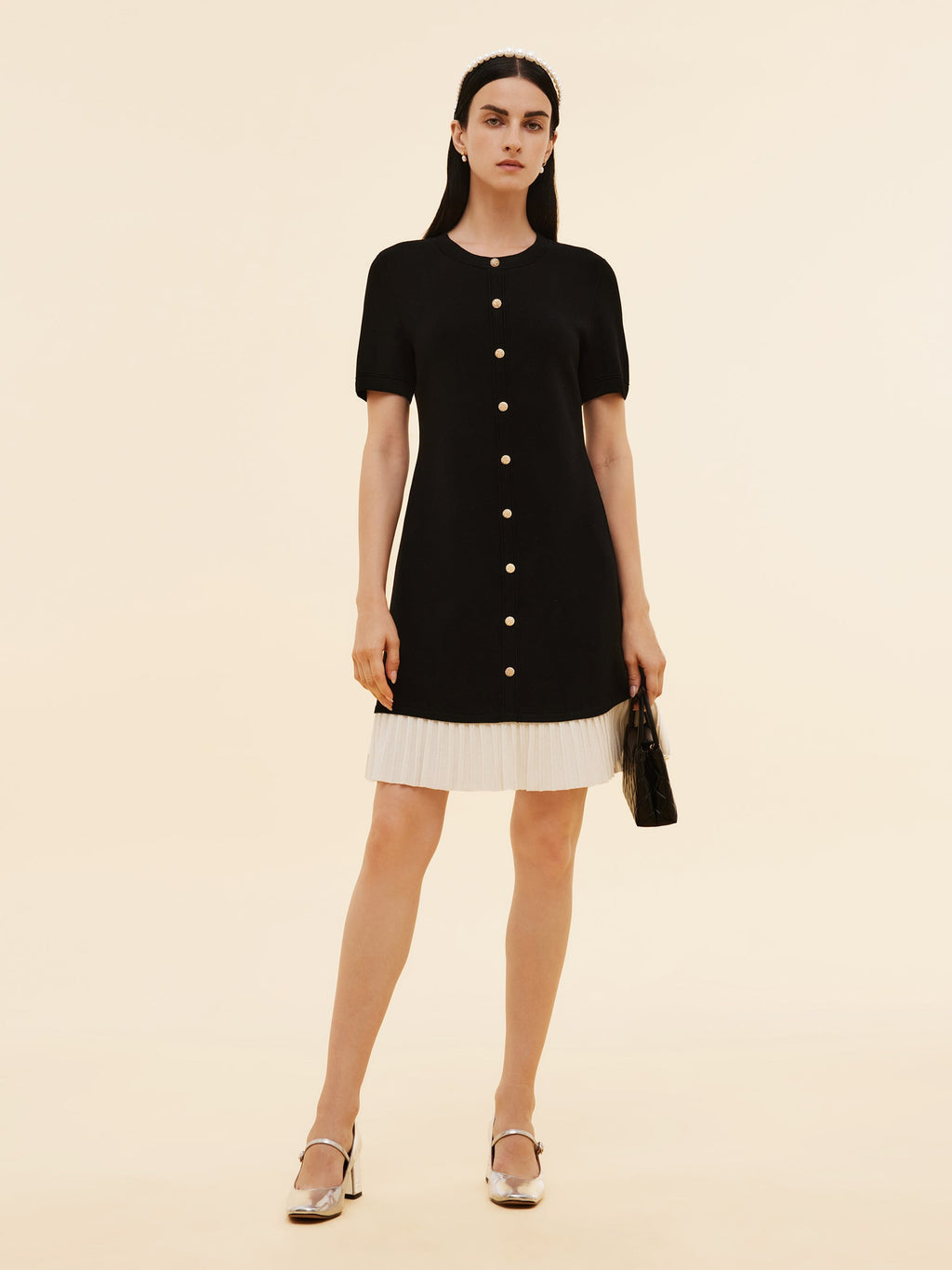 Bloklu Kadın Triko Mini Elbise