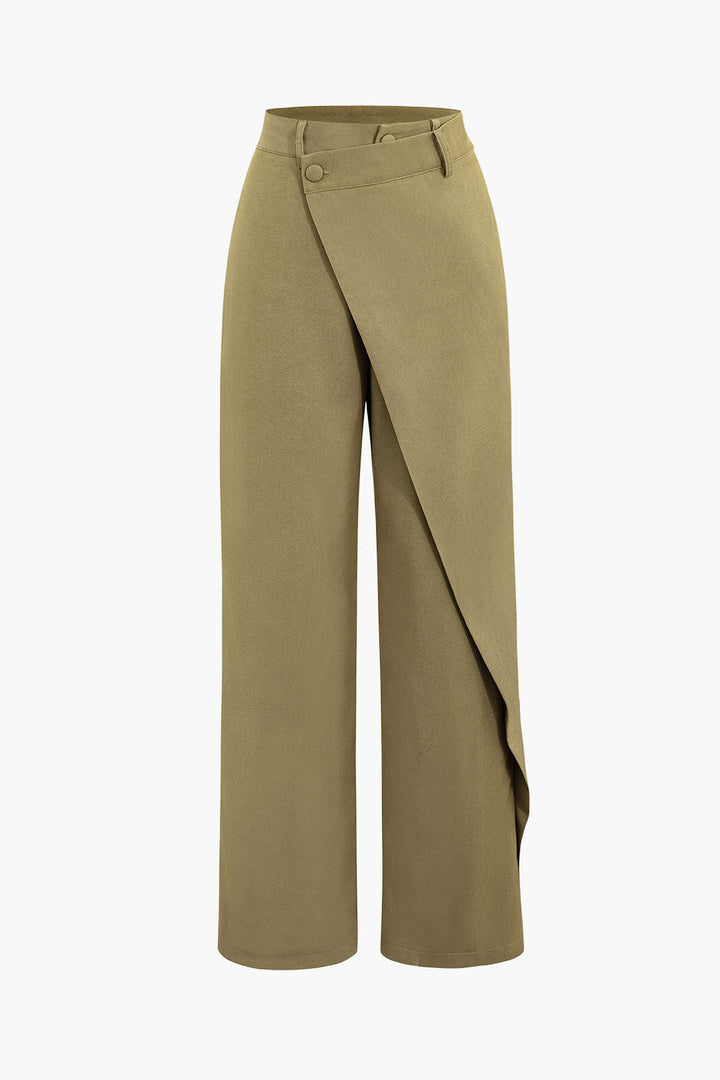 Drape Wrap Düz Paça Takım Pantolon