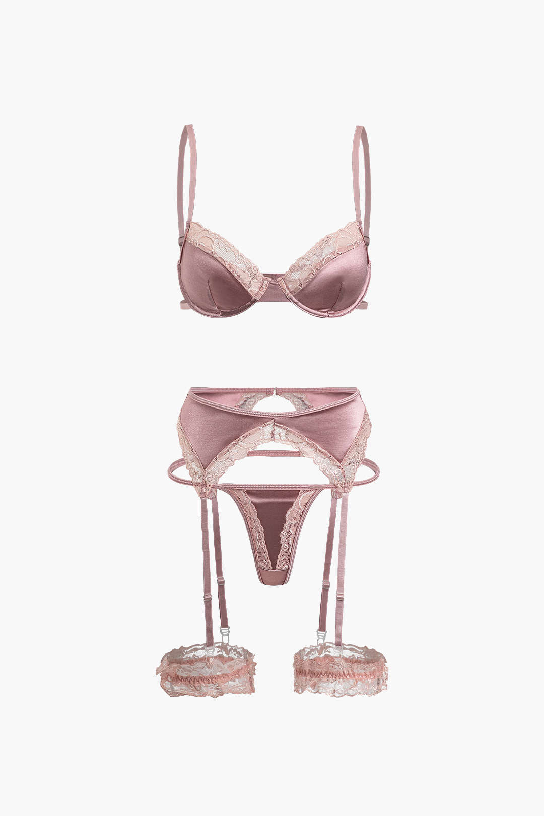 Dantel Saten Pâtçwork İç Giyim Garter Seti