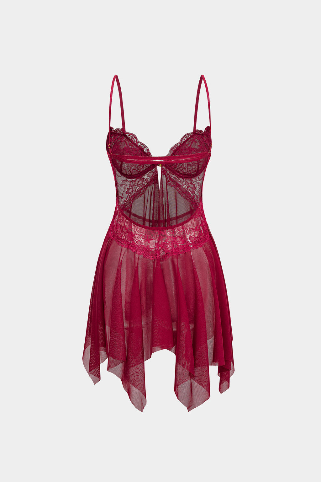 Dantel Şeffaf Bustiyer Slip Gece Elbisesi ve Külot Seti