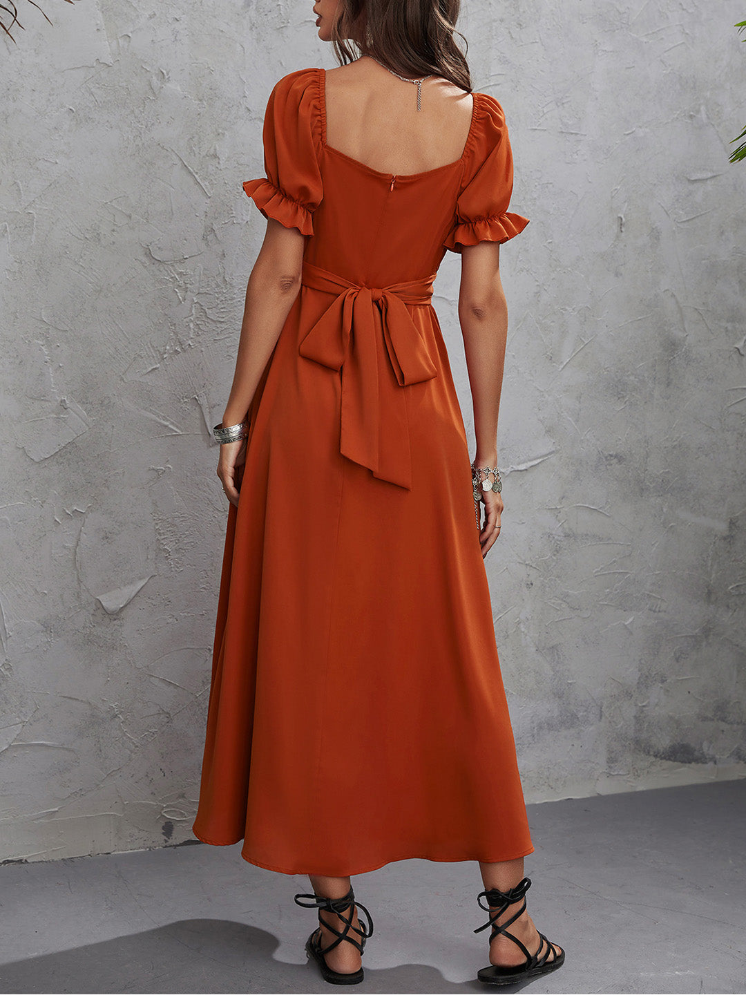 Karpuz Kol Kuşaklı Elbise - Riosso