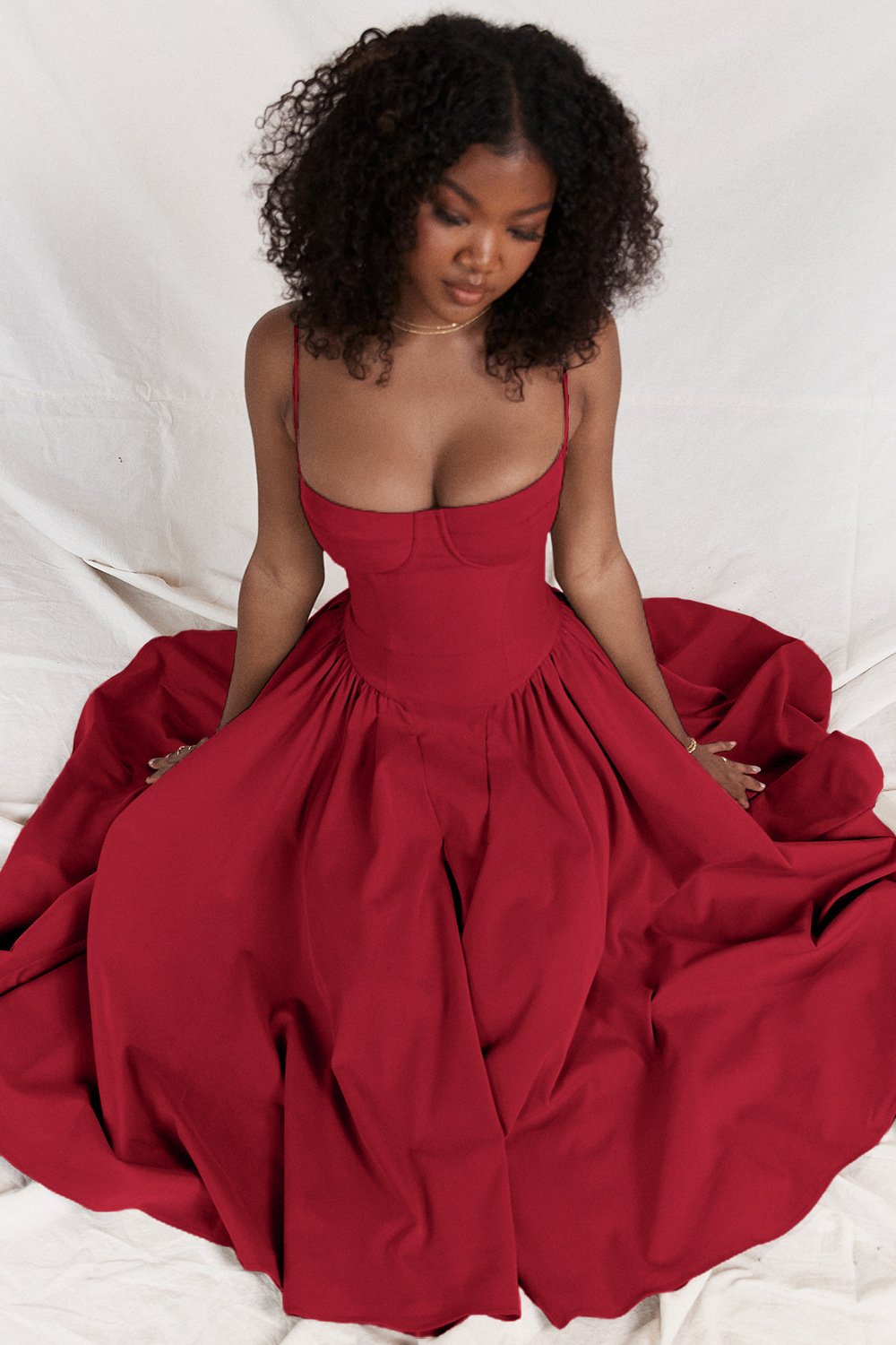 Korse Fit Midi Elbise - Riosso