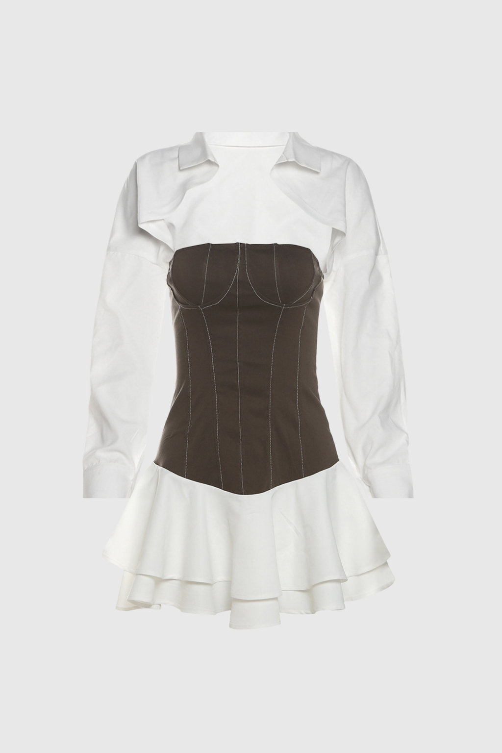 Abilene Fırfırlı Straplez Korse Mini Elbise