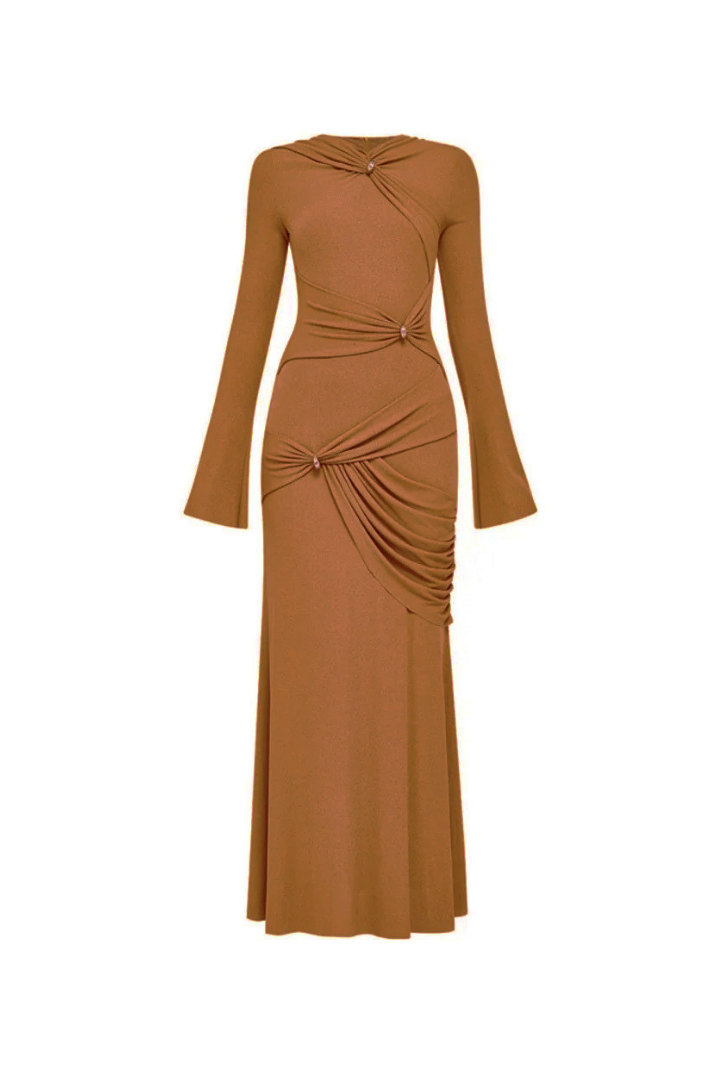 Diandra Asimetrik Detay Midi Elbise