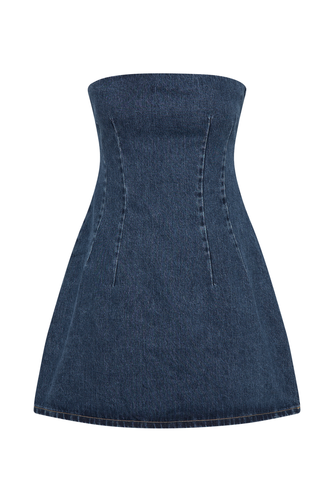 Cecily Straplez Denim Mini Elbise - Koyu Mavi