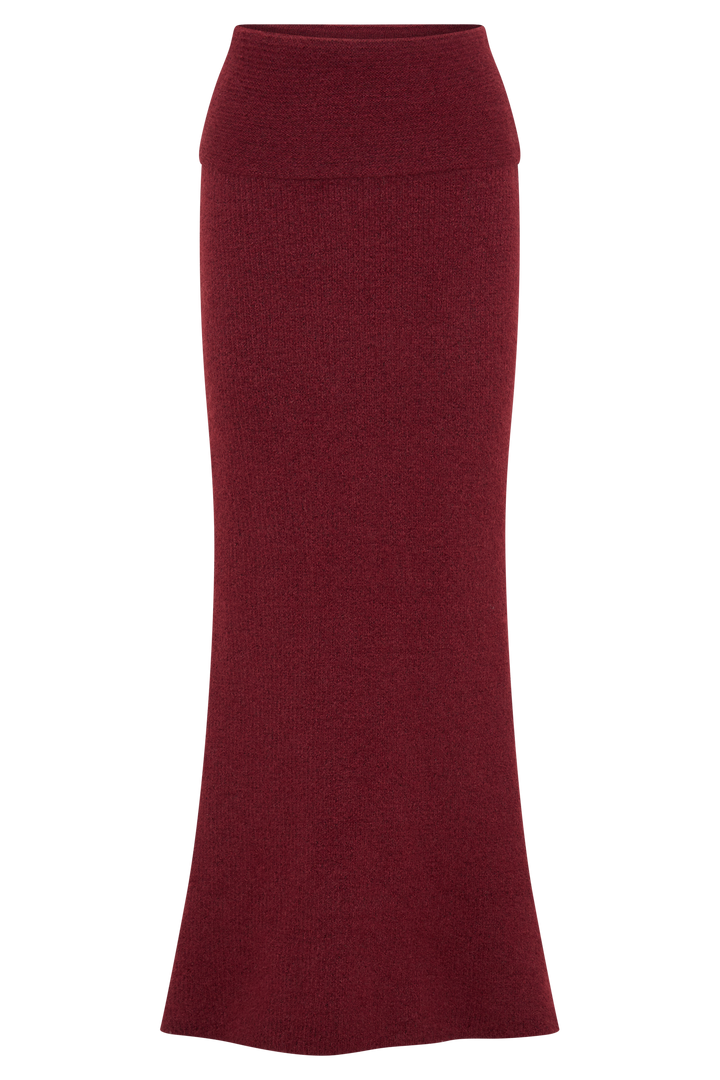 Levaru  Charlotte Örgü Uzun Etek - Merlot