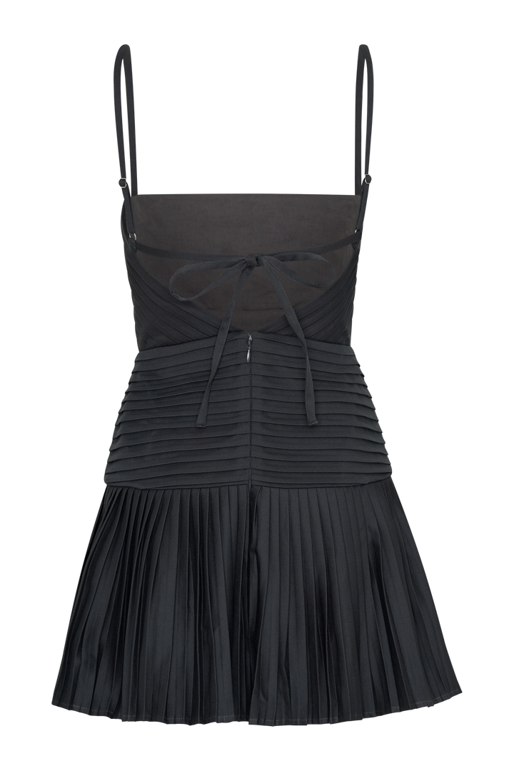 Rylee Multi Plise Mini Elbise - Kömür