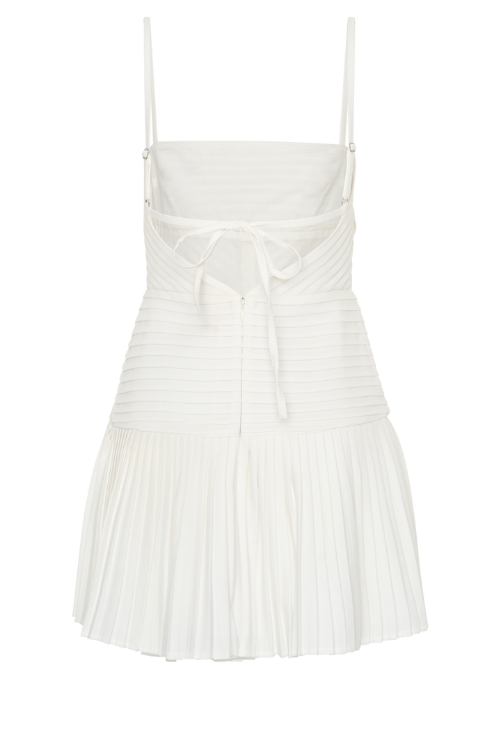 Rylee Multi Plise Mini Elbise - Beyaz