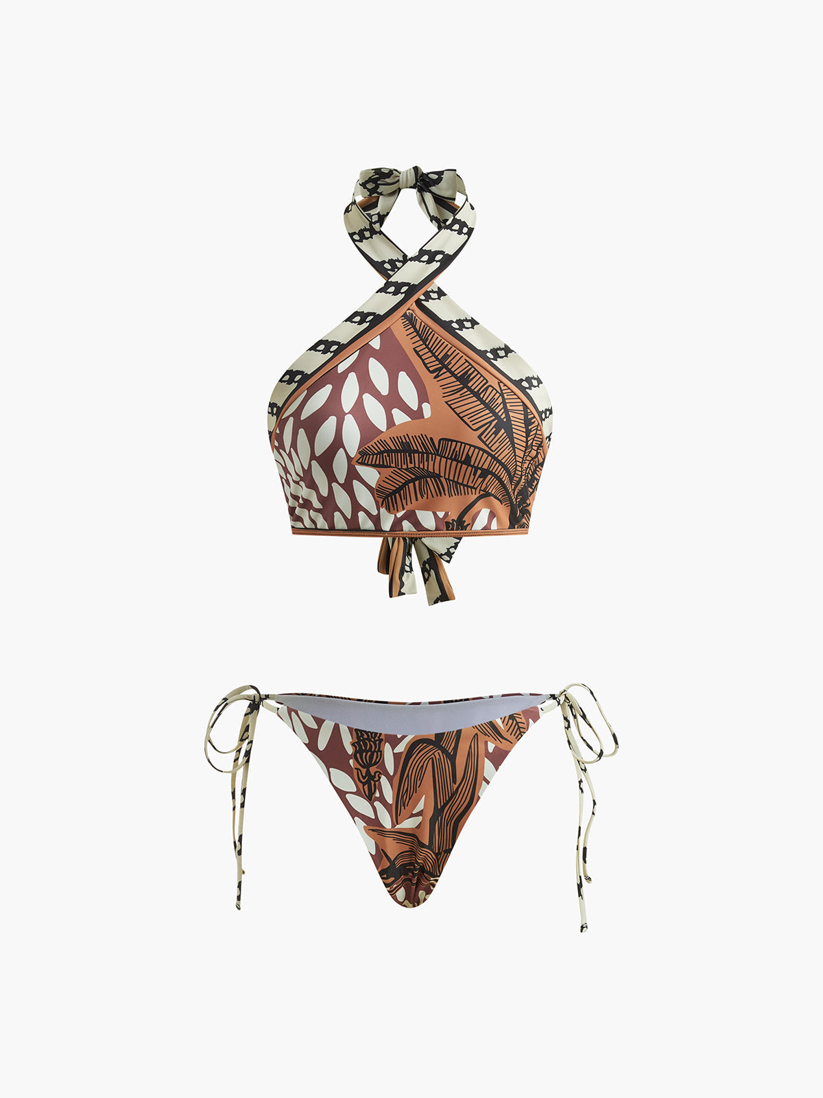 Lisa Retro Baskılı Halter Bikini Takımı