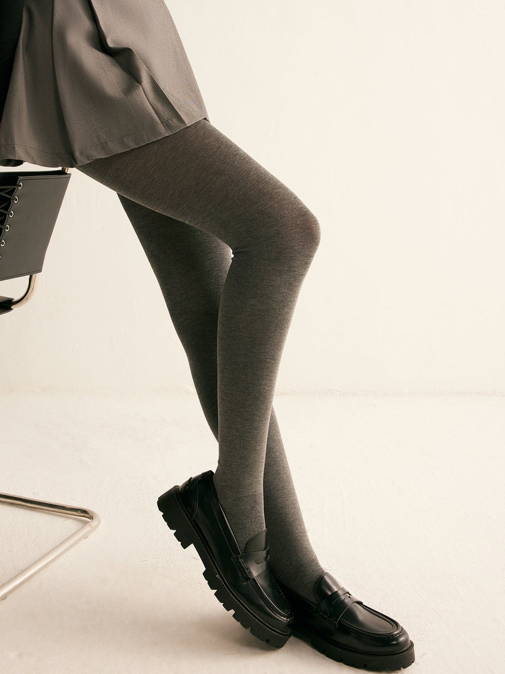 Luisa Gri Kalın Çorap