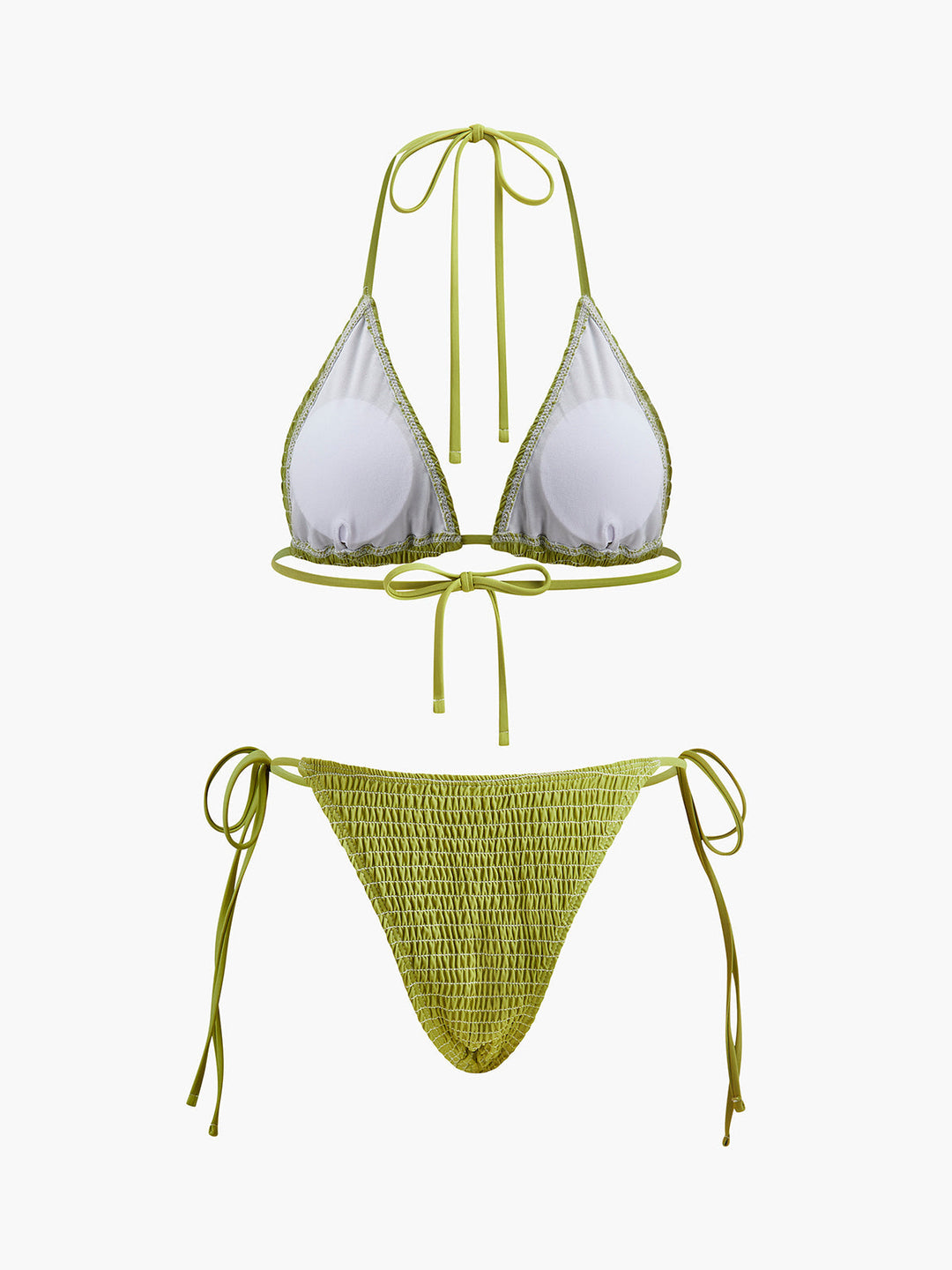 Bağcıklı Dokulu Üçgen Bikini