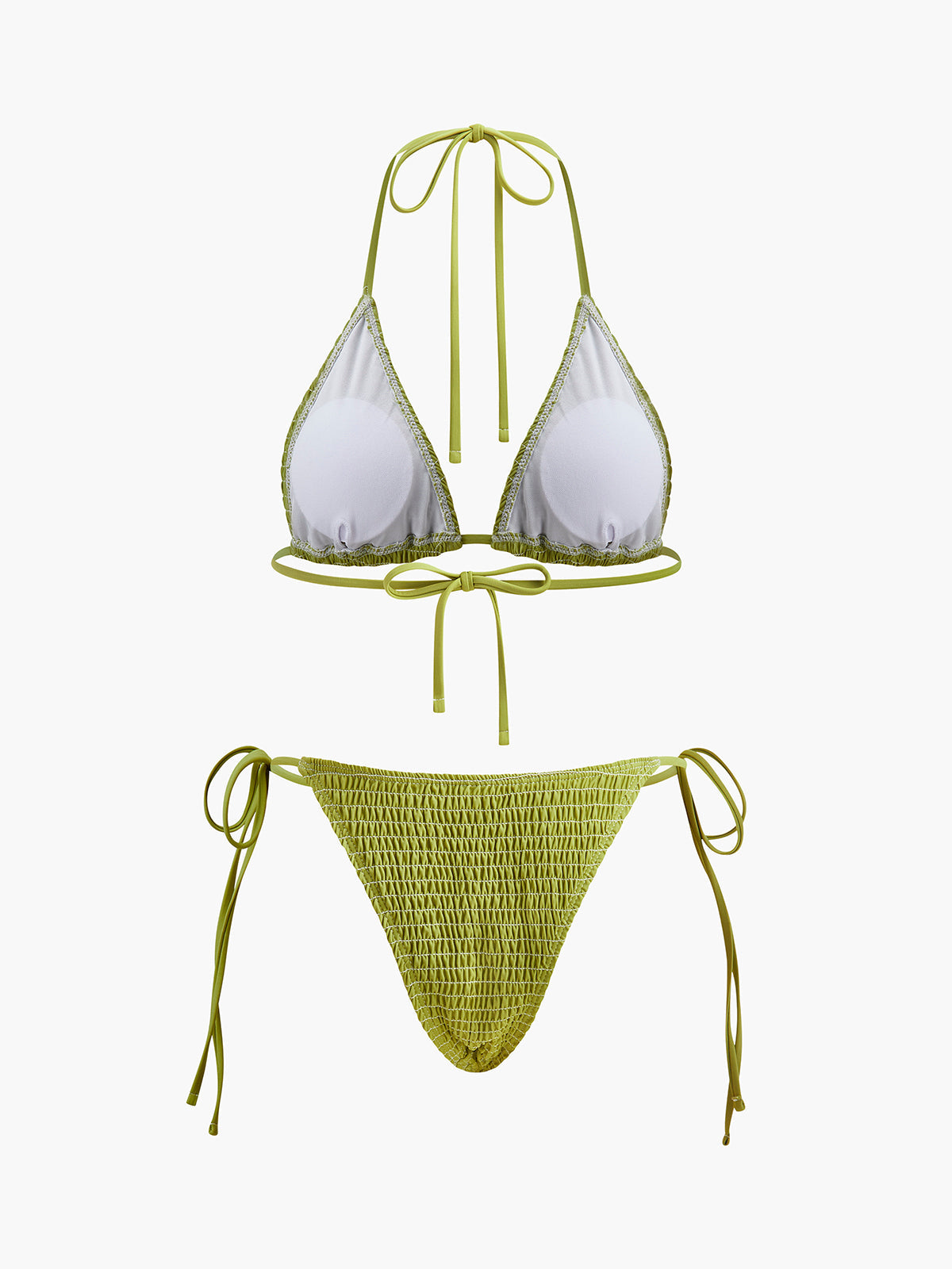 Bağcıklı Dokulu Üçgen Bikini