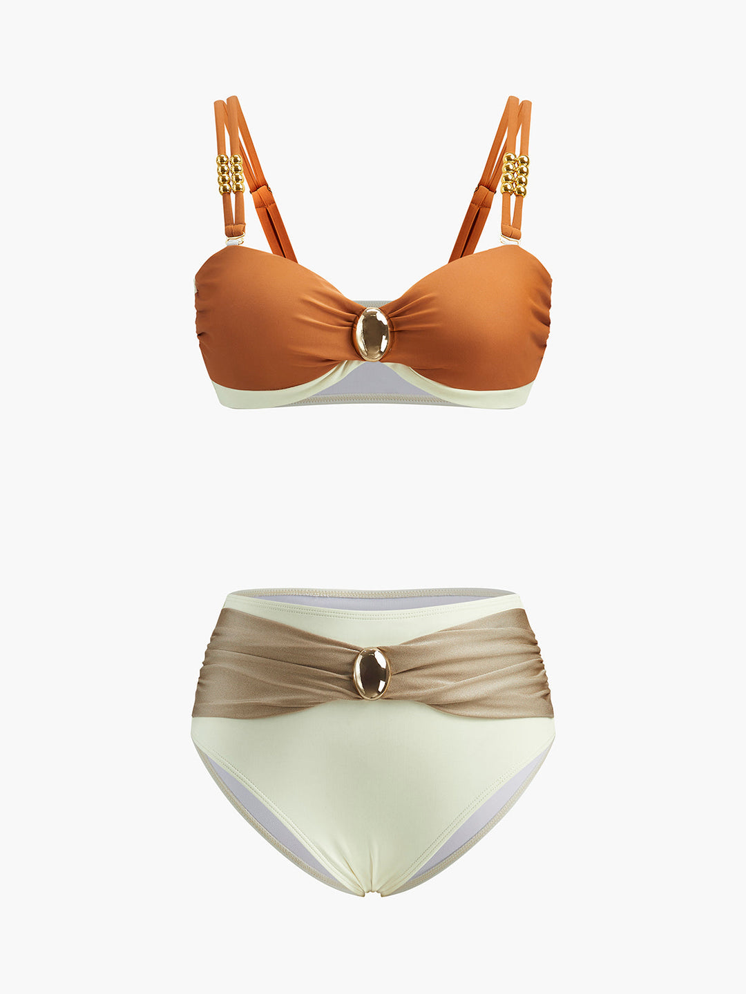 Renk Bloklu Kemer Detay Bikini Takımı