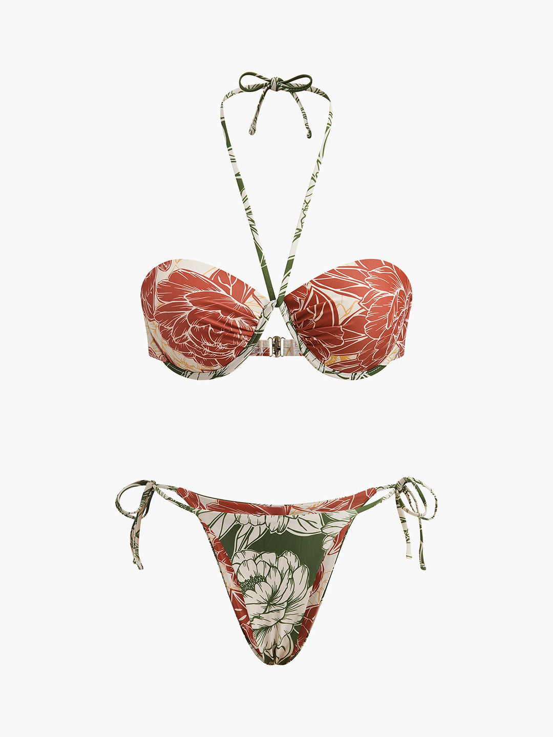 Çiçekli Bikini Seti Bağlama Kenar Etek ile