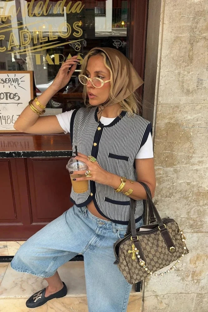 Karolinna Çizgili Yelek
