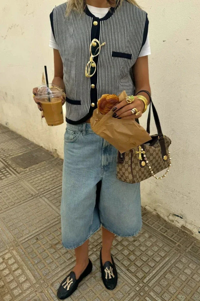 Karolinna Çizgili Yelek