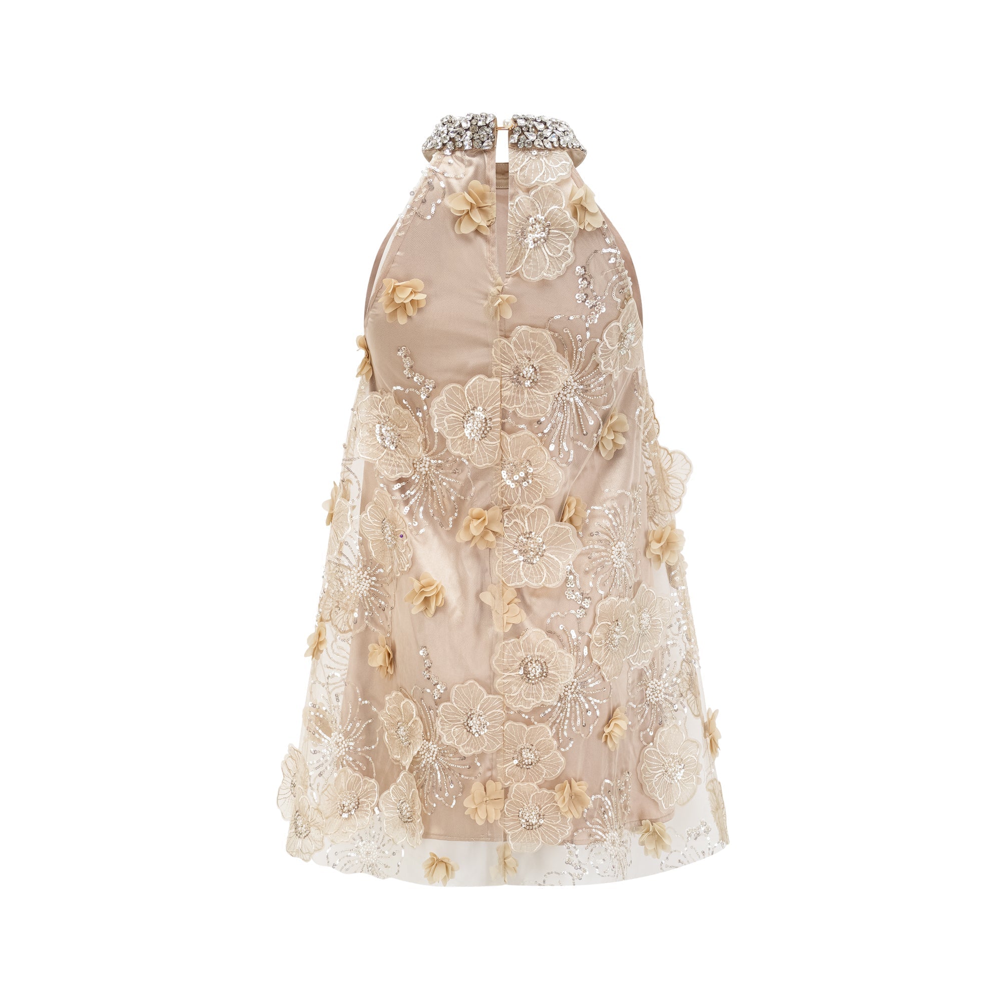 Liane Çiçek İşlemeli Mini Elbise