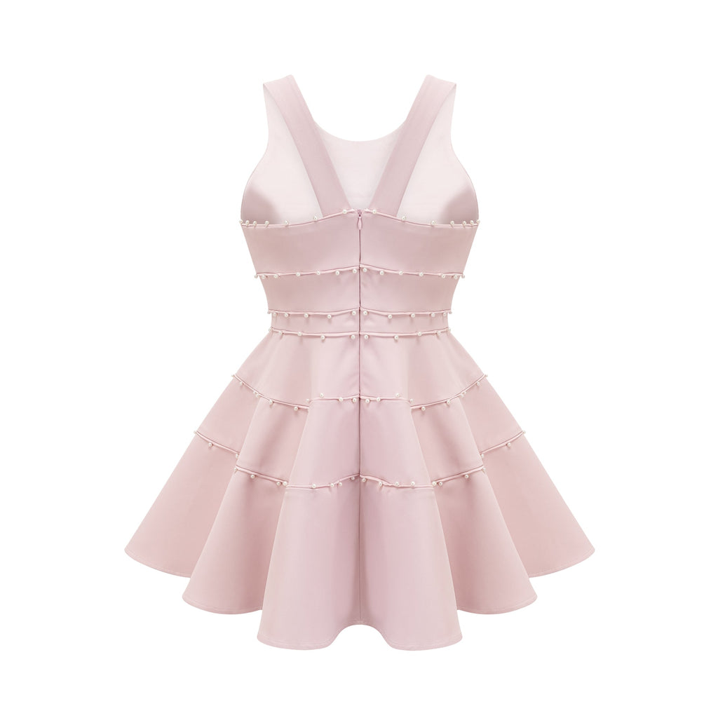 Nastassia Pembe Suni İnci Mini Elbise