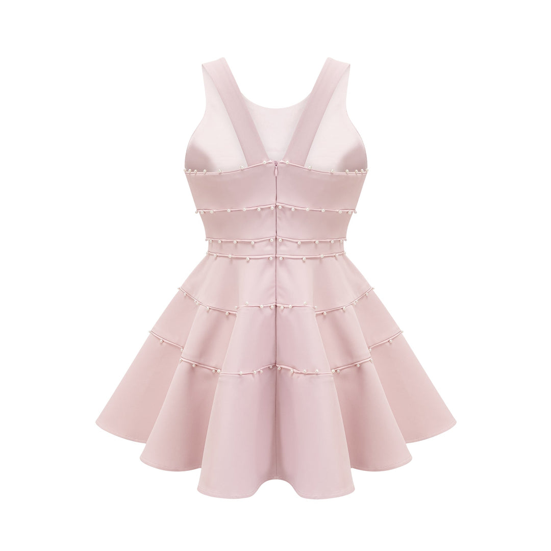 Nastassia Pembe Suni İnci Mini Elbise