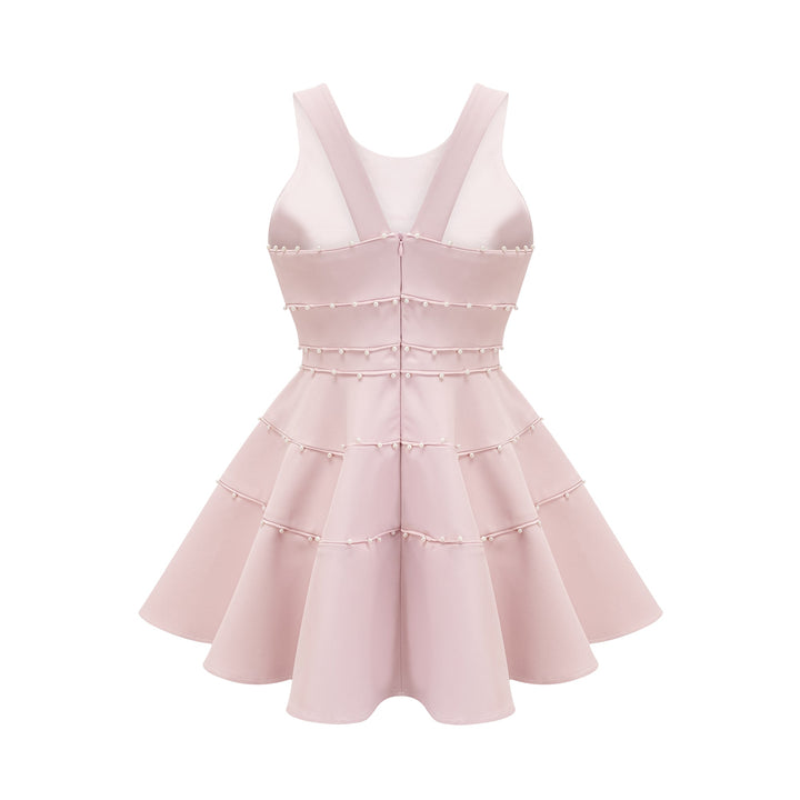 Nastassia Pembe Suni İnci Mini Elbise