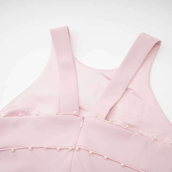 Nastassia Pembe Suni İnci Mini Elbise