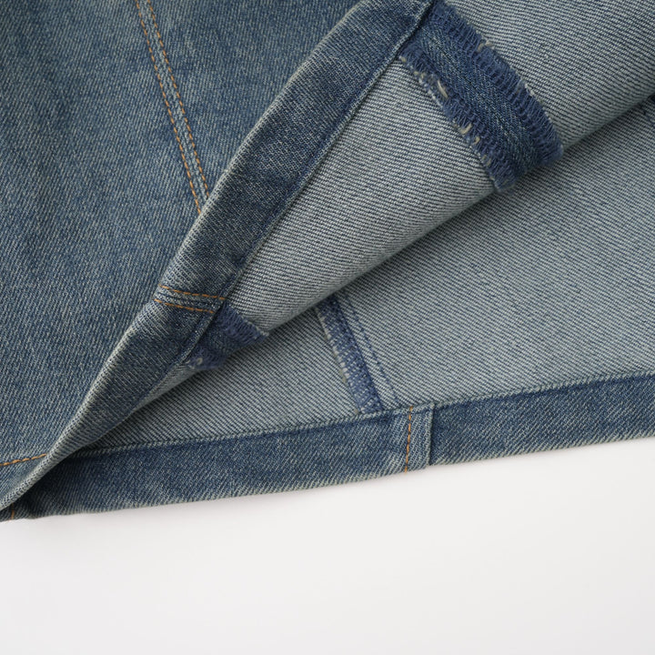 Seren İşlemeli Denim Mini Elbise