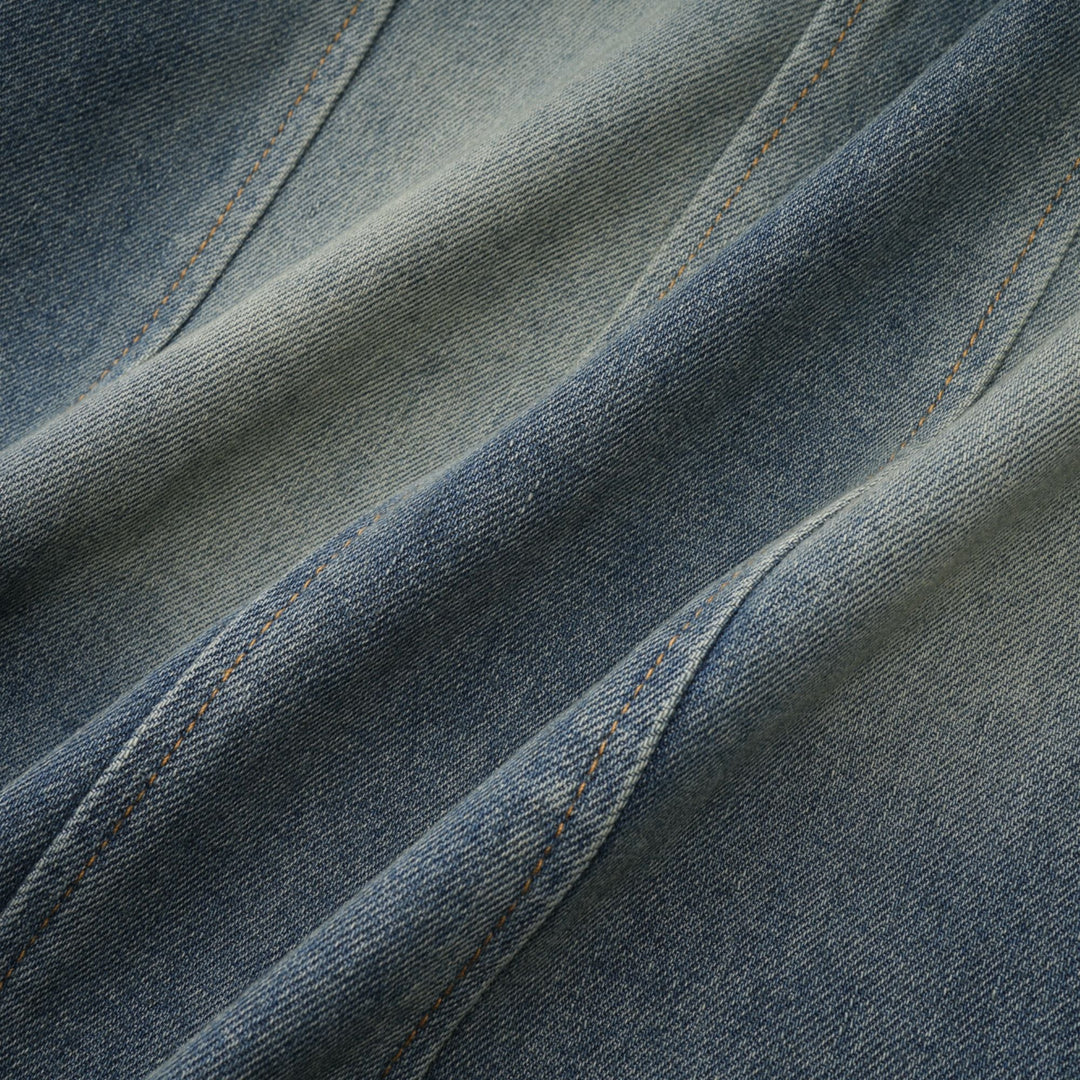 Seren İşlemeli Denim Mini Elbise