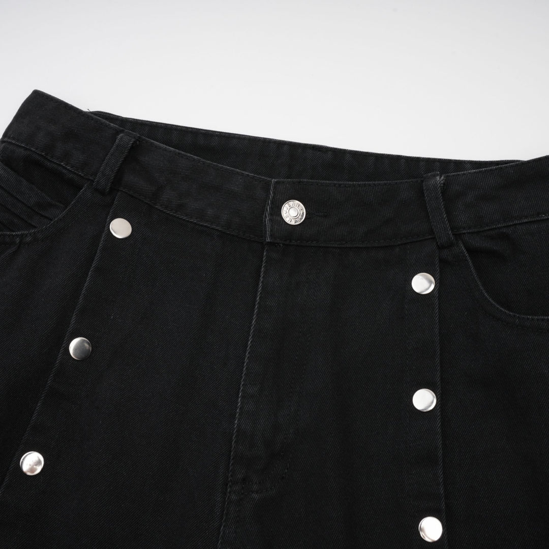 Janelle Düğmeli Düz Paça Jean Pantolon
