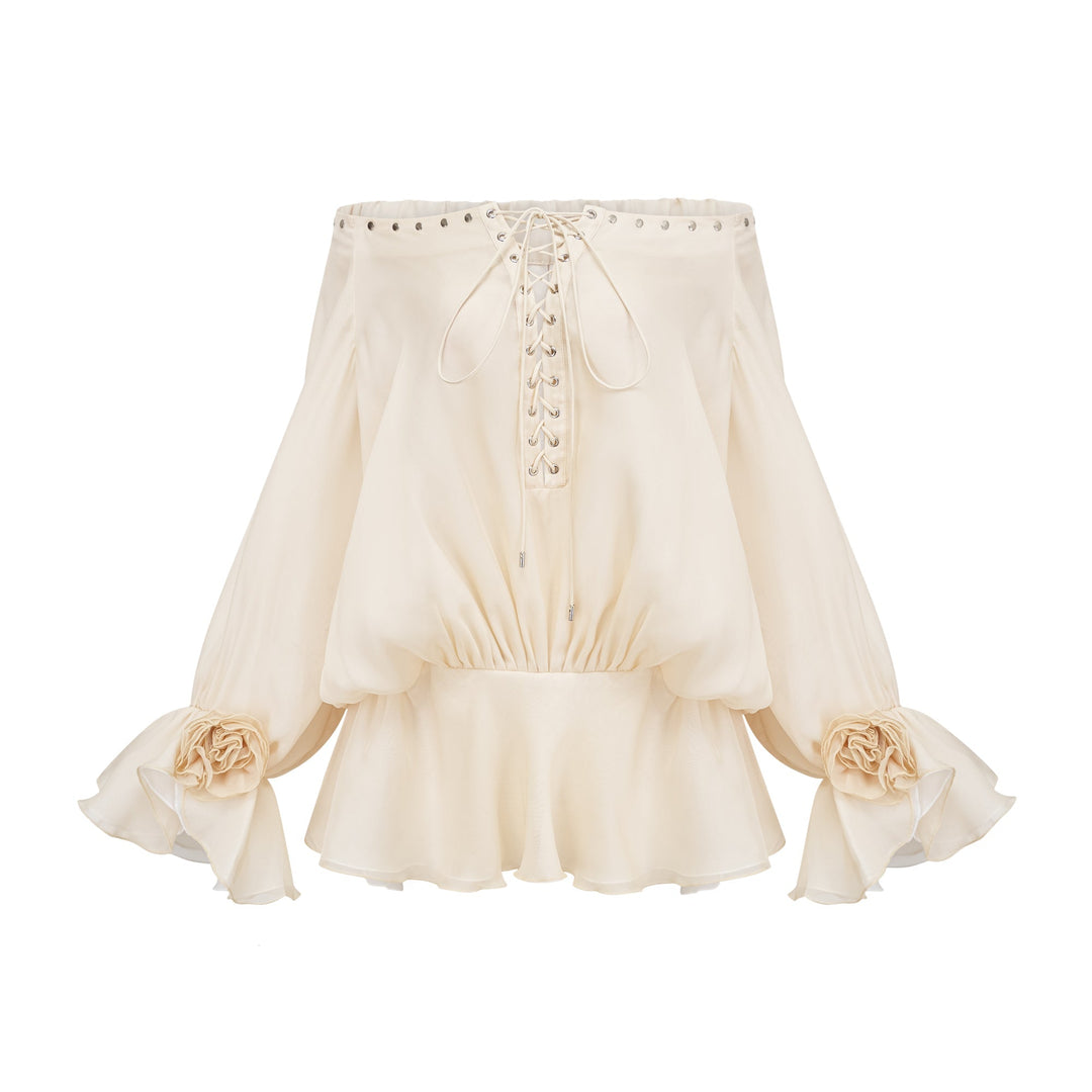 Lisette Omuzları Açık Şifon Mini Elbise