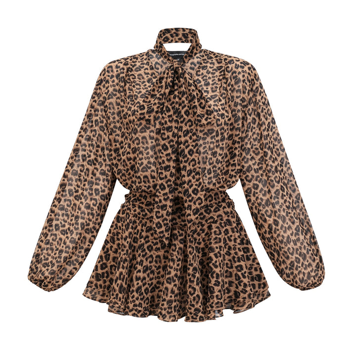 Laurence Leopar Desenli Mini Elbise