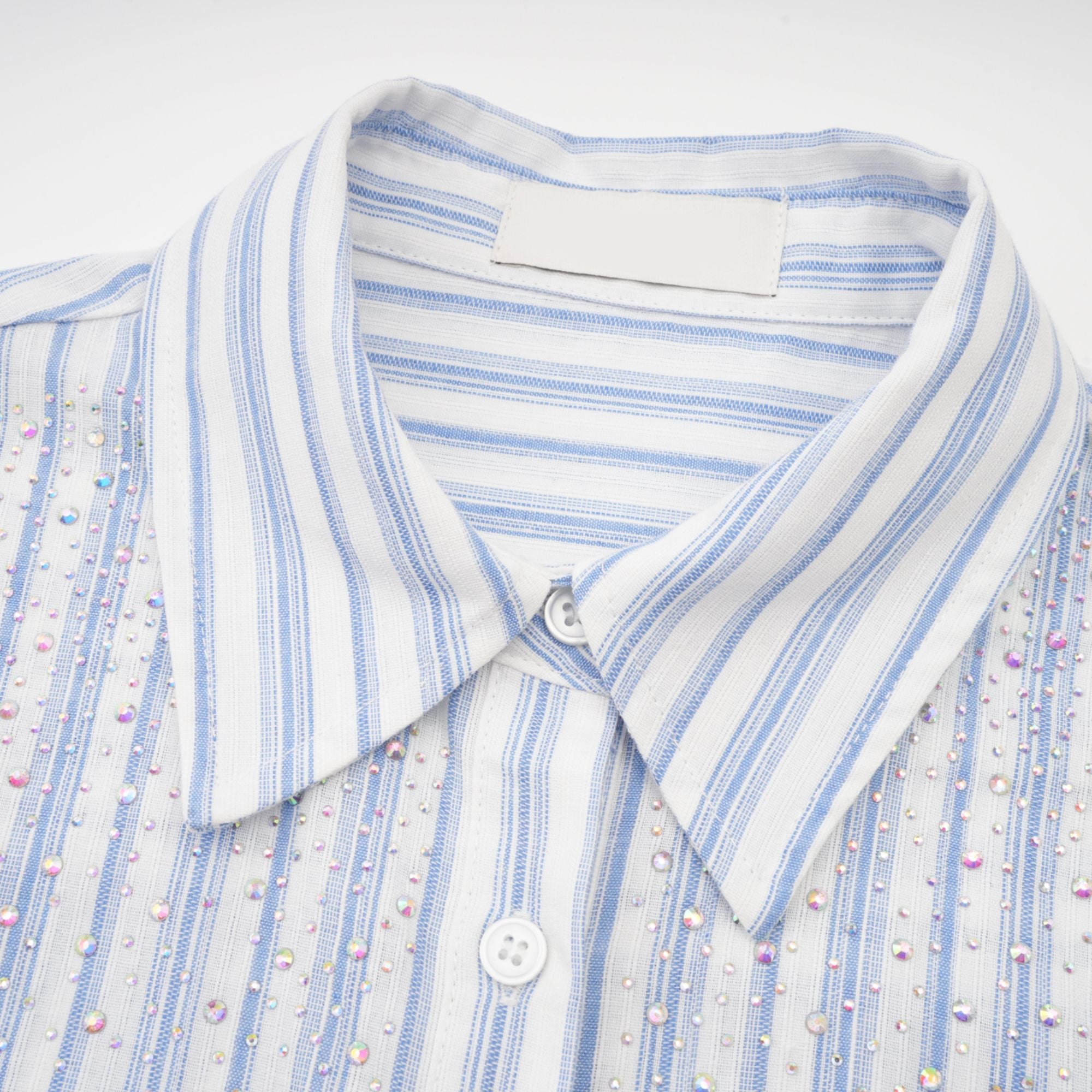 Vivien İşlemeli İnce Çizgili Desenli Gömlek