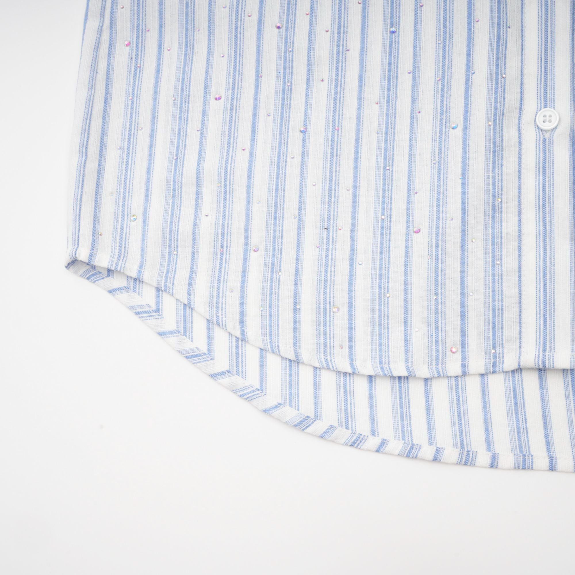 Vivien İşlemeli İnce Çizgili Desenli Gömlek