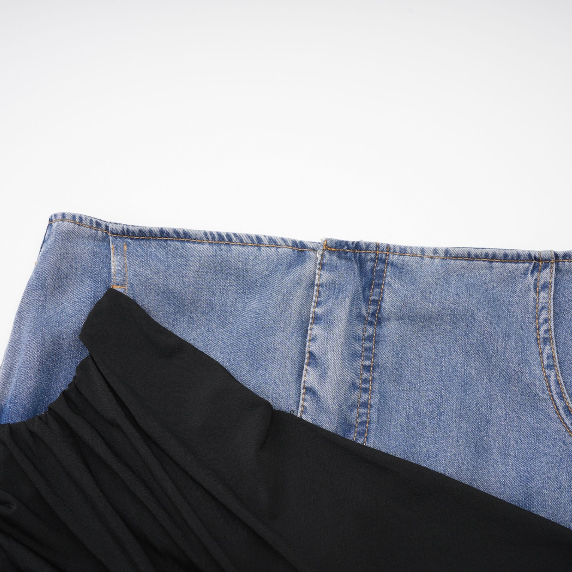 Nala Jarse Panelli Denim Üst Ve Etek Uyumlu Set